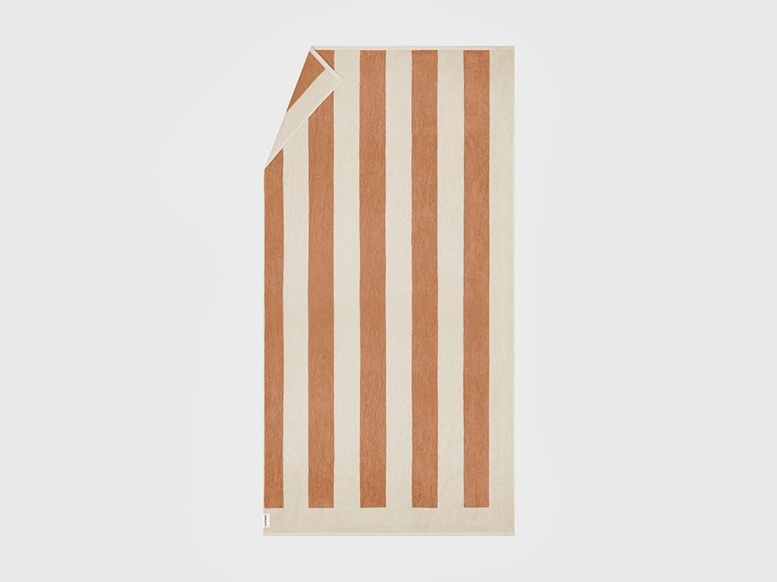 Strandlagen velour terracotta stripe 100x180 - 1 st