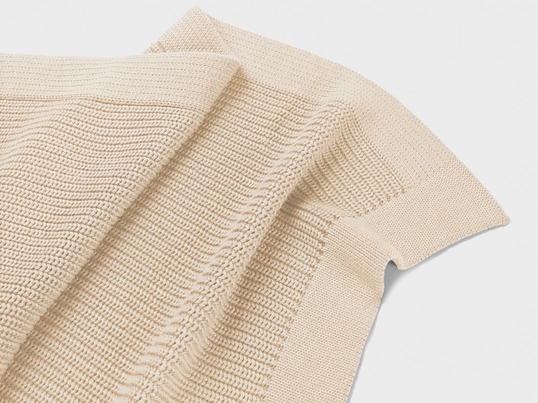 Tæppe bomuld rib warm white 150x210