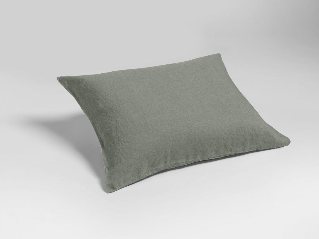 Pudebetræk vasket hør stone green