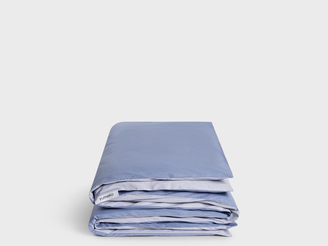 Juniordynebetræk percale double face lavender/serene blue