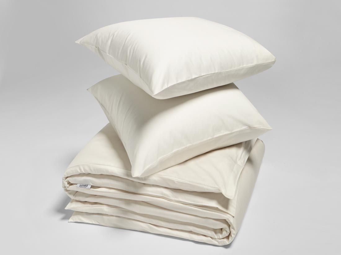 Sengesæt bomuldssatin warm white