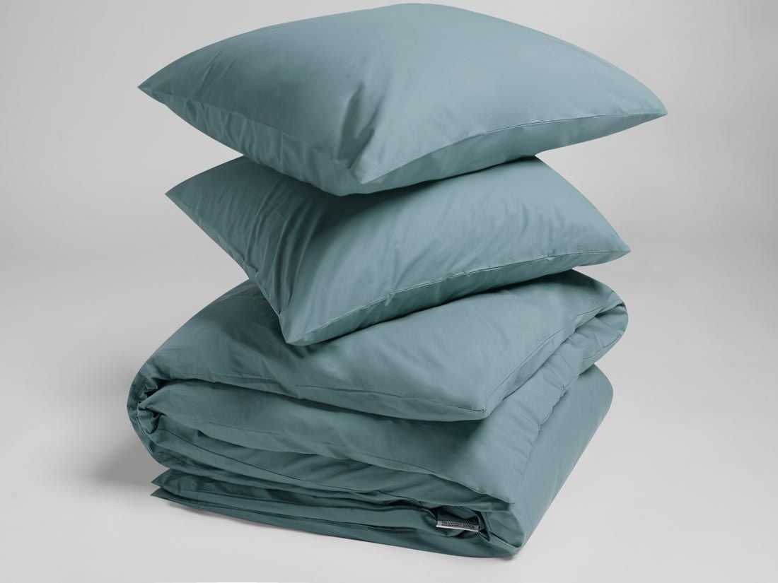 Sengesæt percale petrol blue