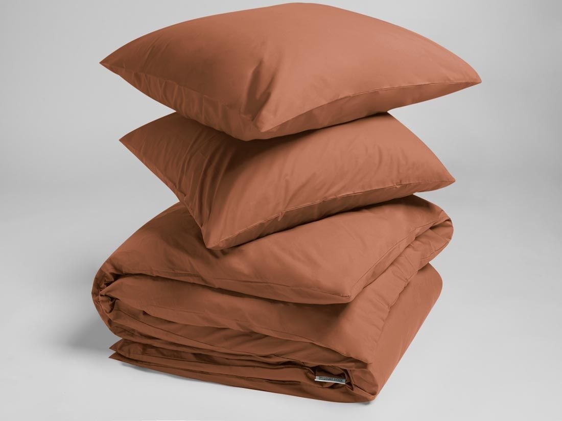 Sengesæt percale terracotta