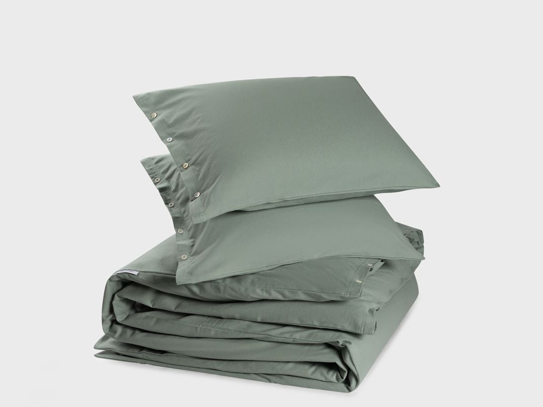 Sengesæt bomuldsflonel pale green