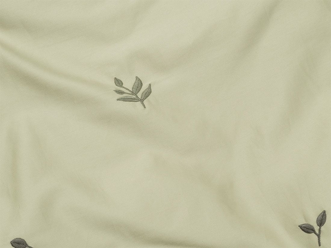 Juniordynebetræk bomuldssatin light olive botanical