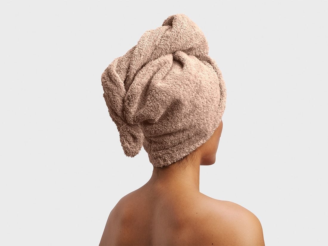 Håndklæde til håret terry dusty rose