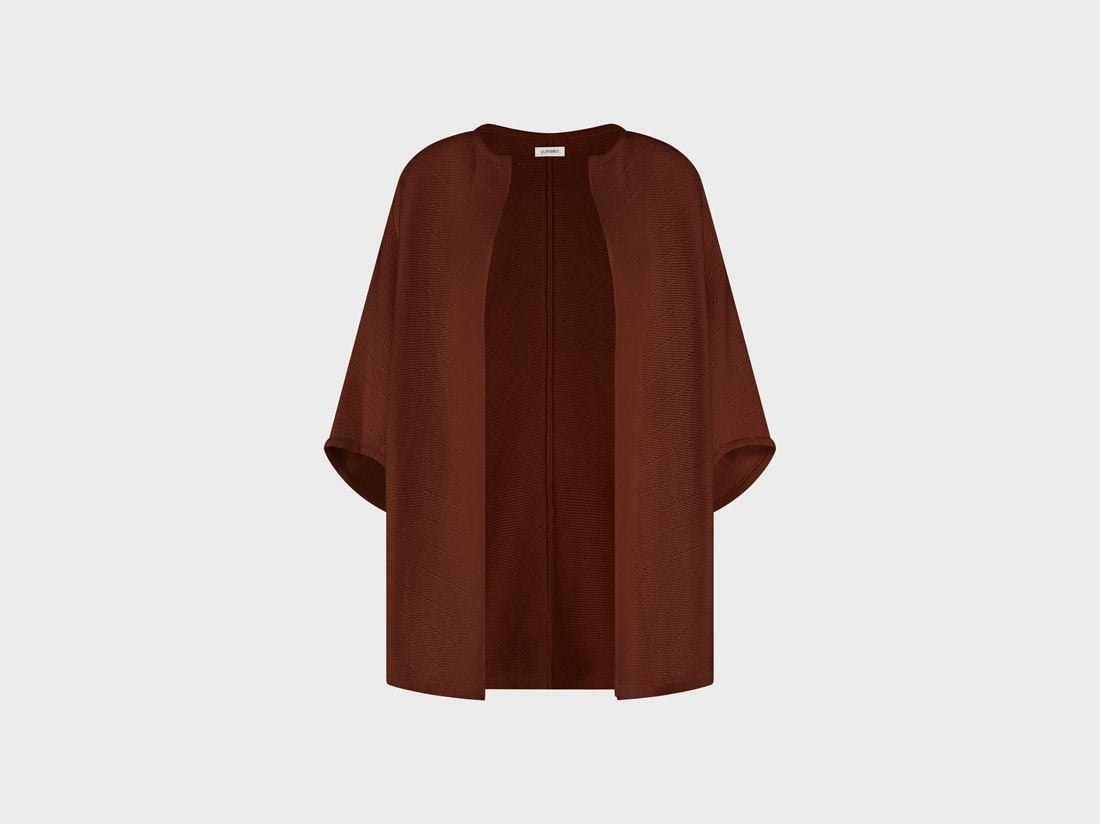 Kimonocardigan strikket bomuld cinnamon brown