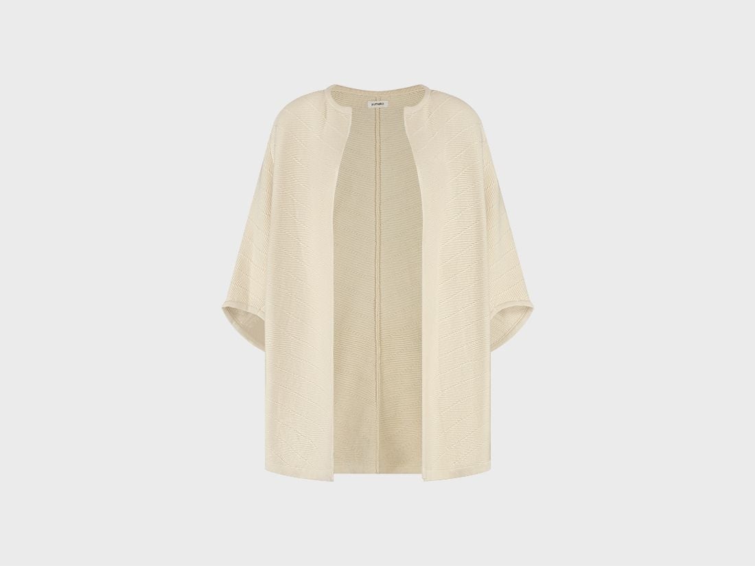 Kimonocardigan strikket bomuld warm white