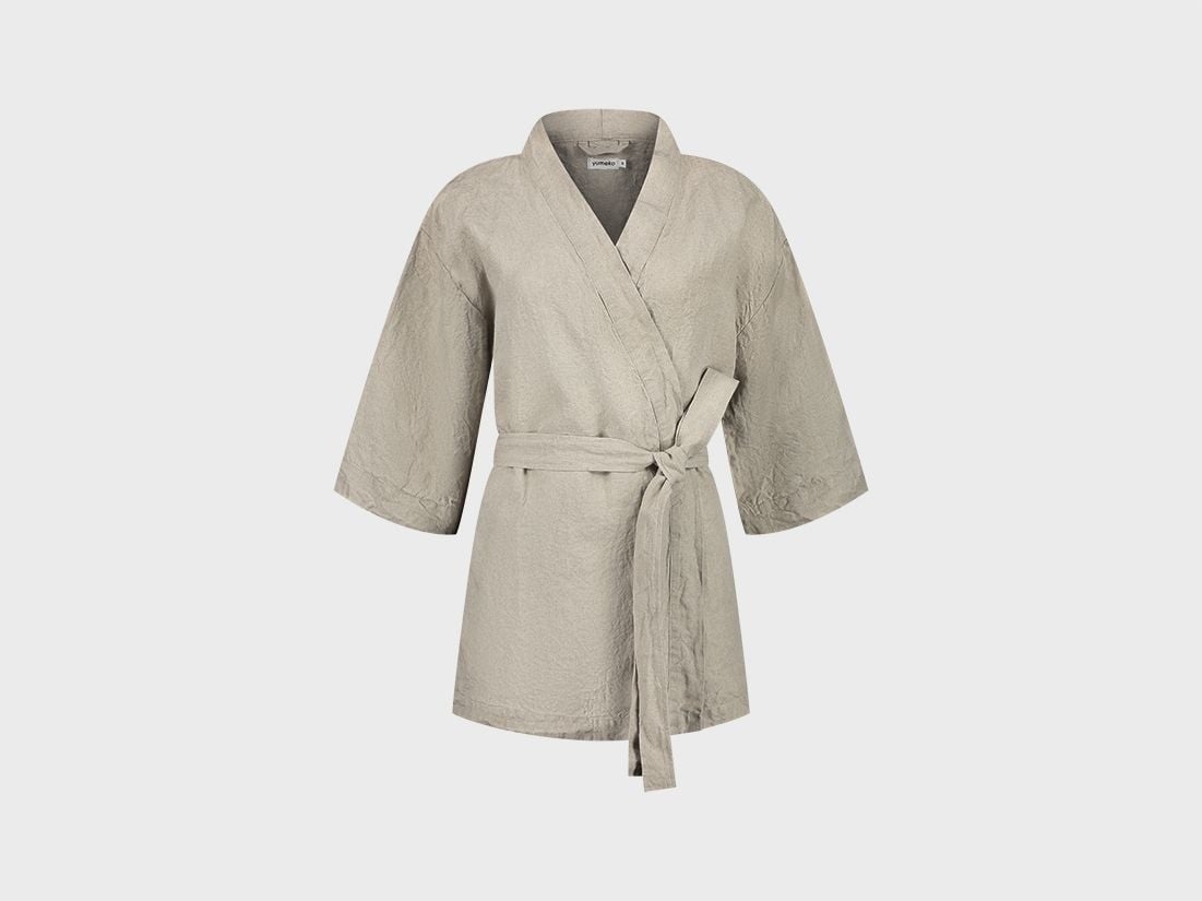 Kimono jakke vasket hør natural