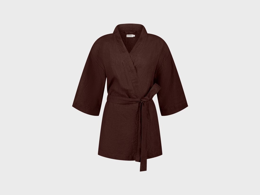 Kimono jakke vasket hør rosewood