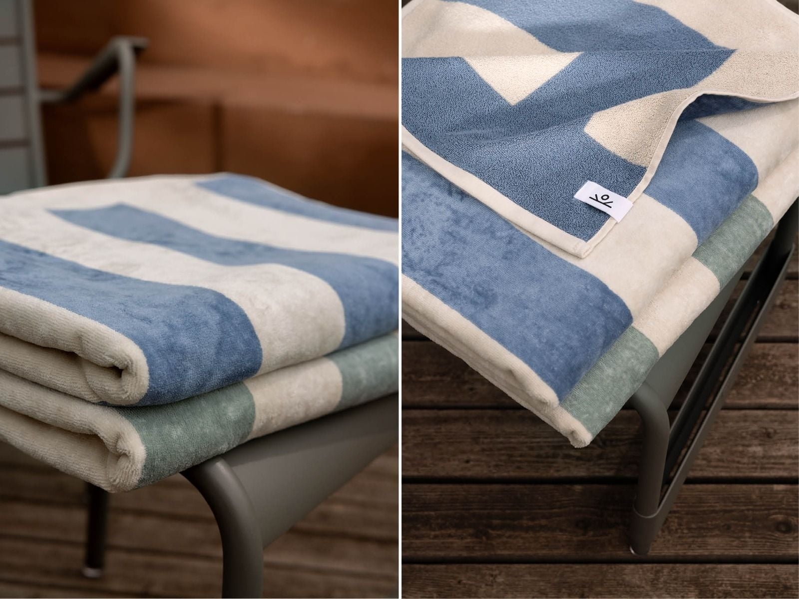 Strandlagen velour faded blue stripe 100x180 - 1 st