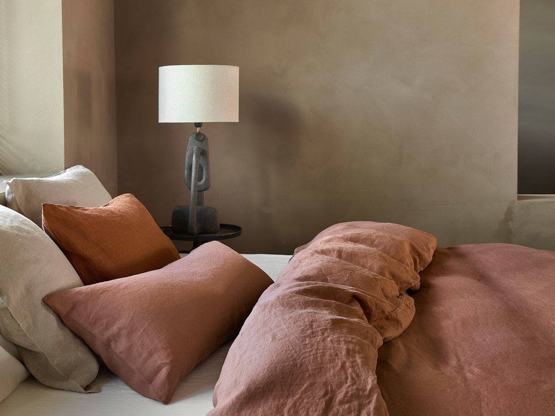 Pudebetræk vasket hør clay rose