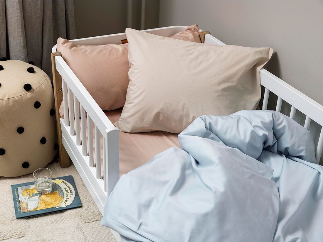 Juniordynebetræk bomuldssatin sky blue