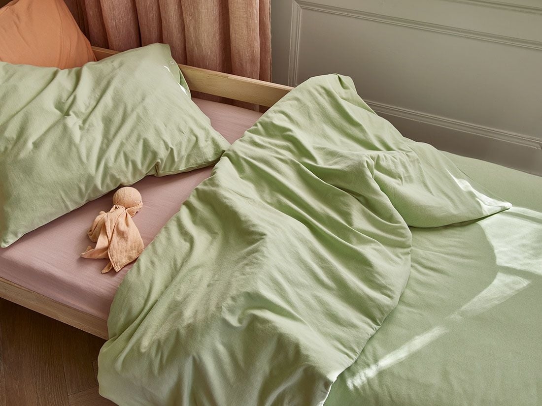 Juniordynebetræk jersey pistachio green