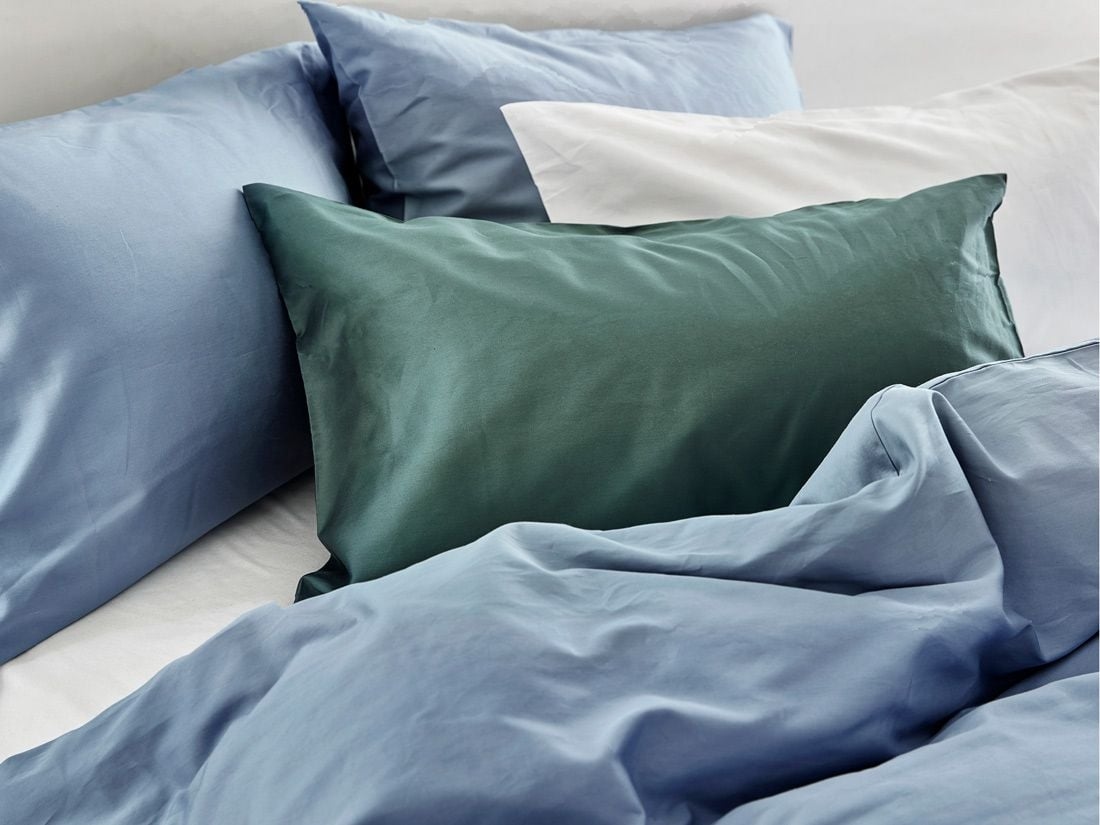 Pudebetræk bomuldssatin faded blue