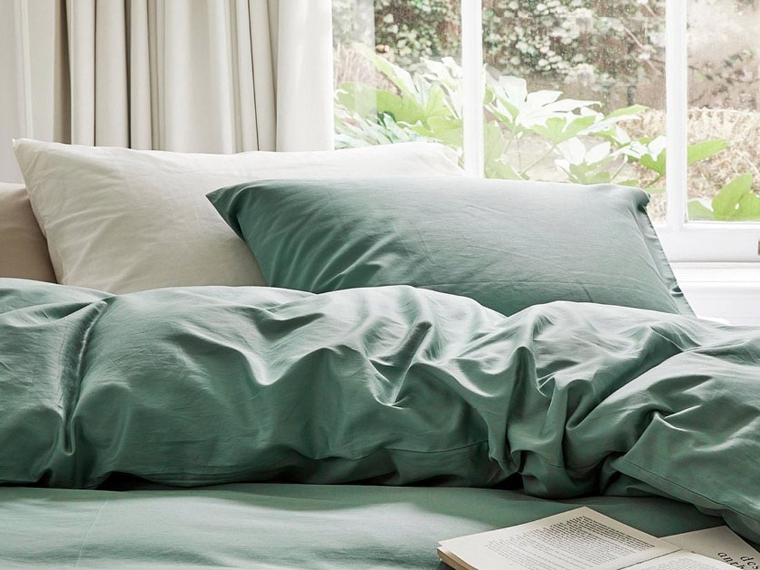Pudebetræk bomuldssatin sea green