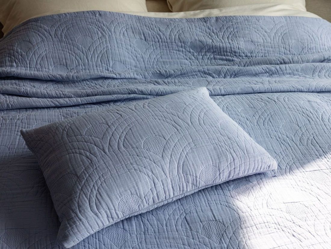 Pyntepudebetræk bomuldsmuslin arch lavender blue