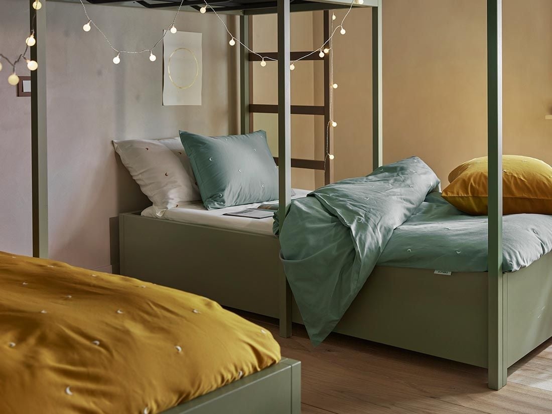 Juniordynebetræk bomuldssatin sea green moon