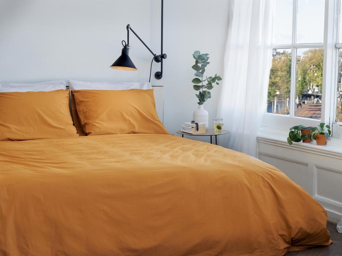 Sengesæt percale ochre yellow