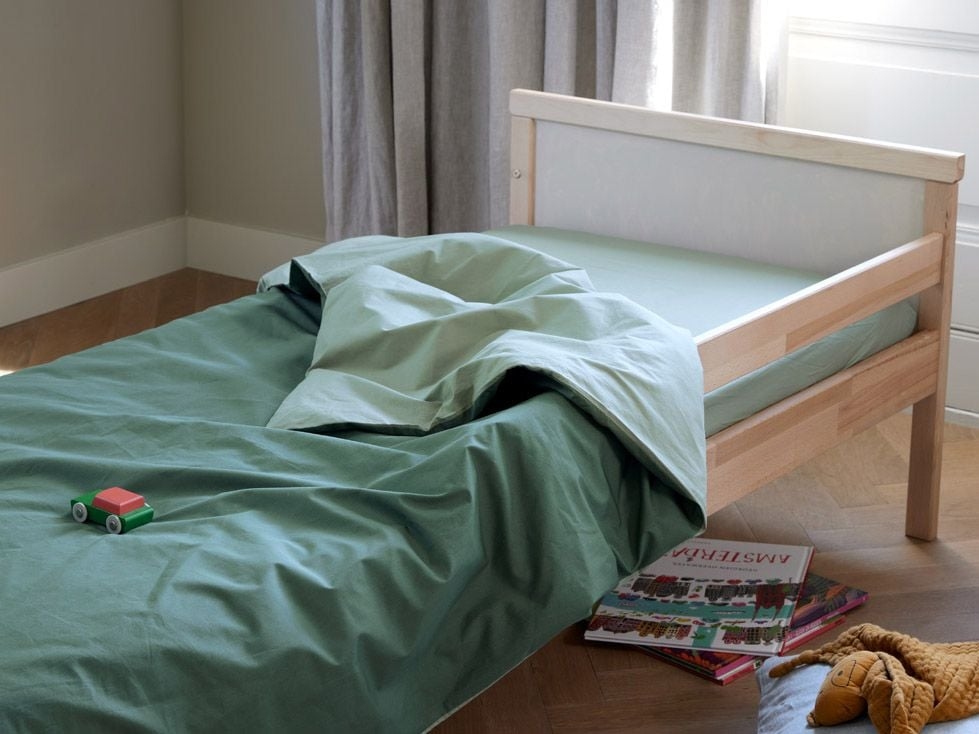 Juniordynebetræk percale double face jade/forest green