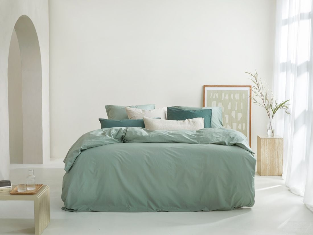 Sengesæt percale jade green