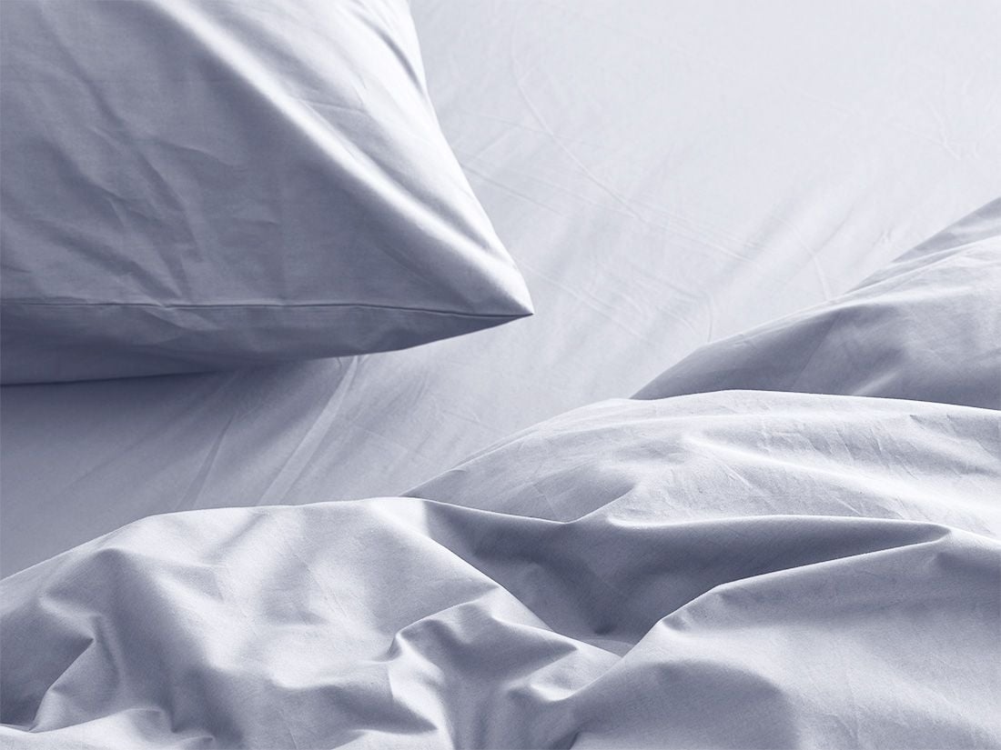 Faconlagen percale lavender blue