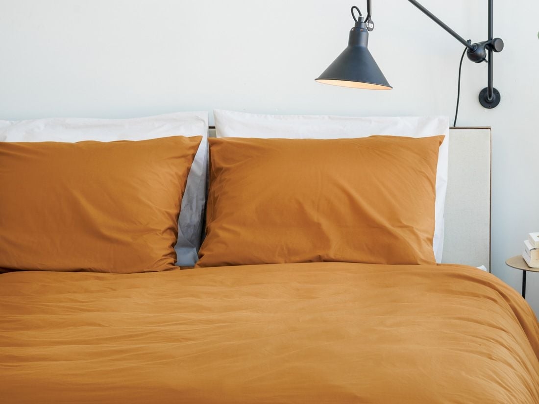 Pudebetræk percale ochre yellow