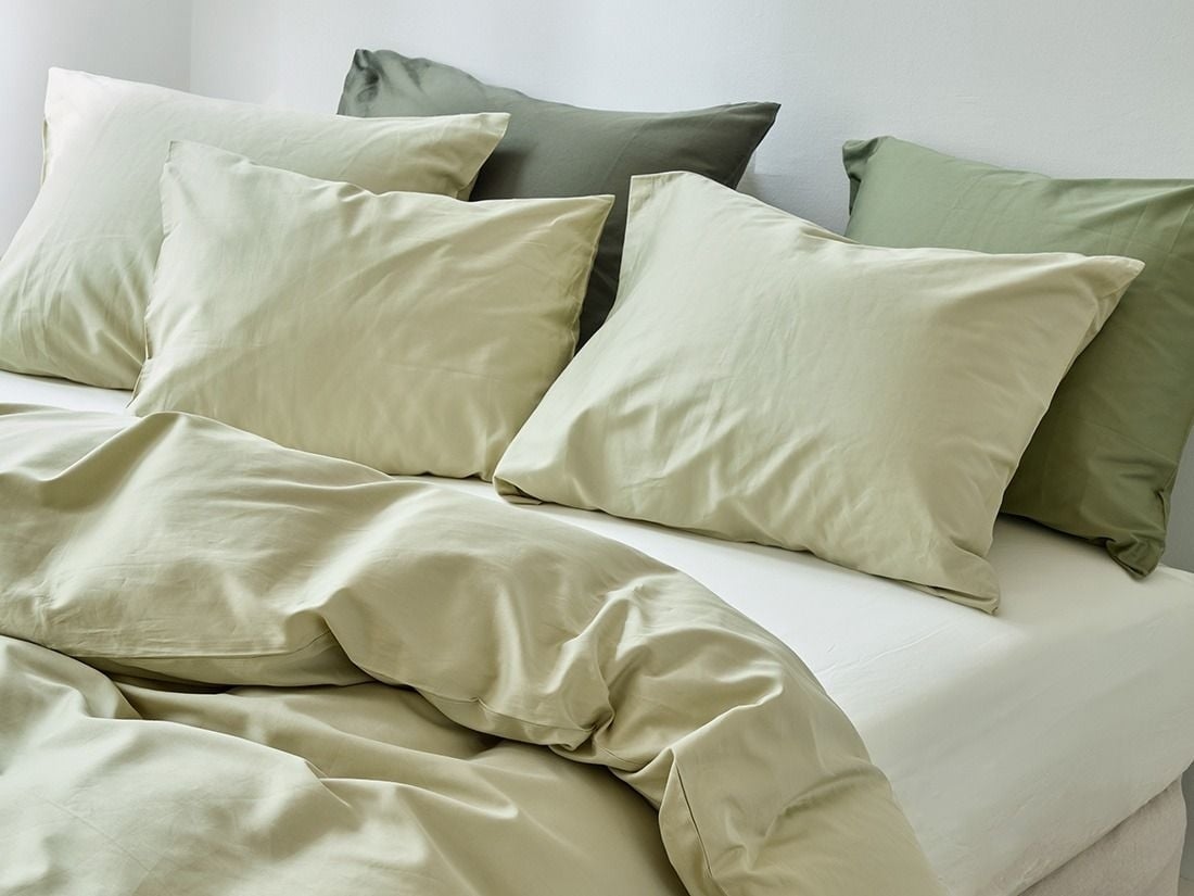 Pudebetræk bomuldssatin light olive