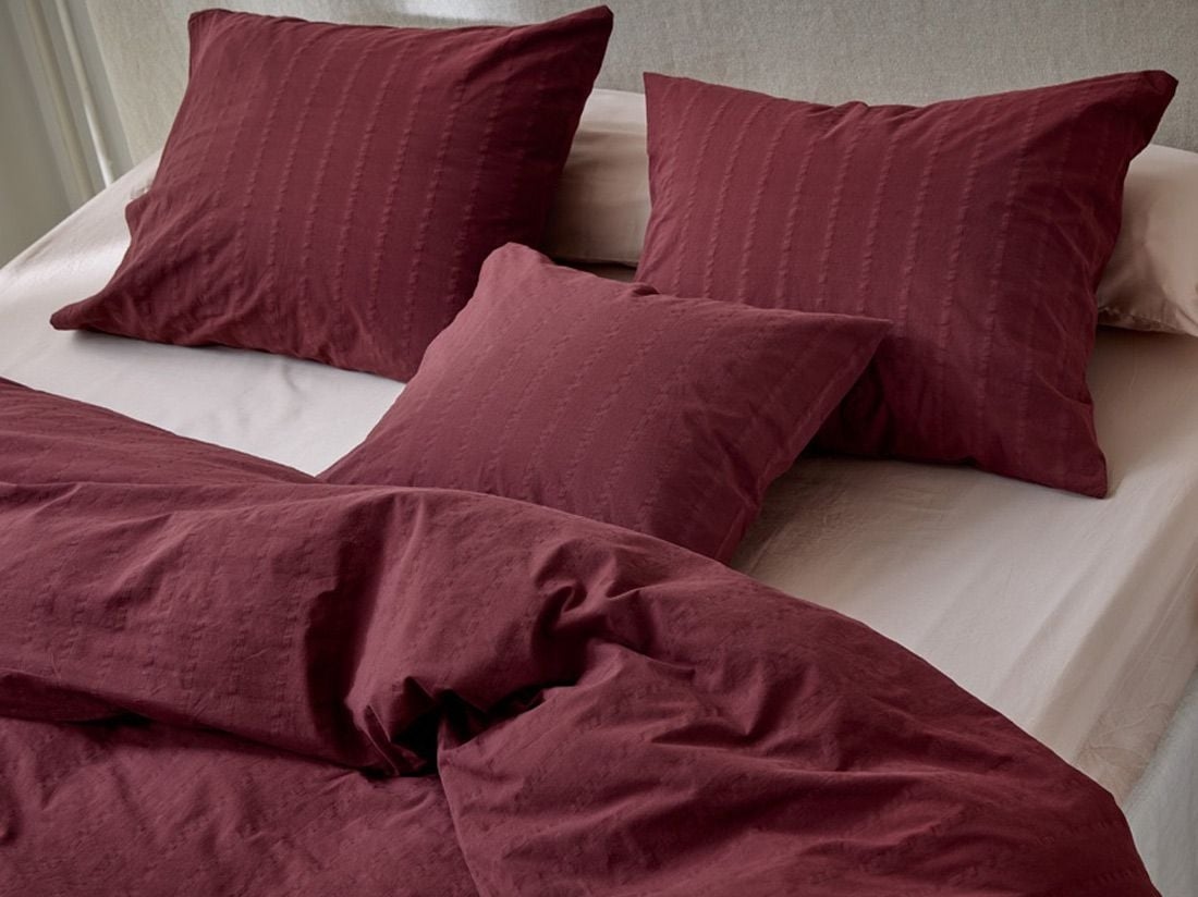 Pudebetræk seersucker bomuld bordeaux