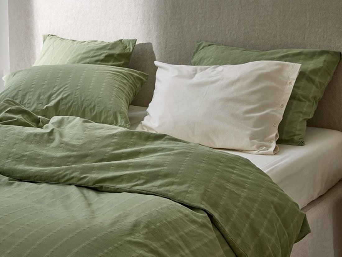 Pudebetræk seersucker bomuld willow green