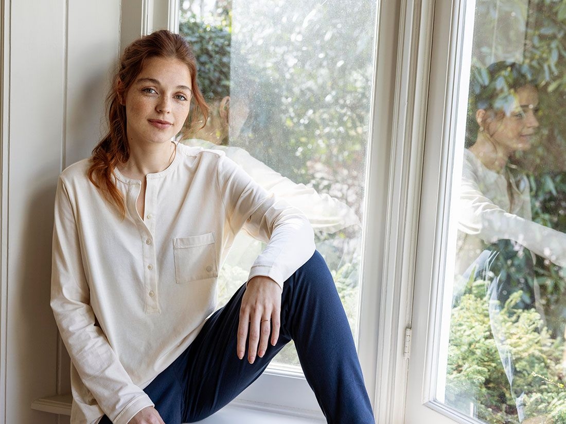 Nattøj sæt dame jersey midnight blue