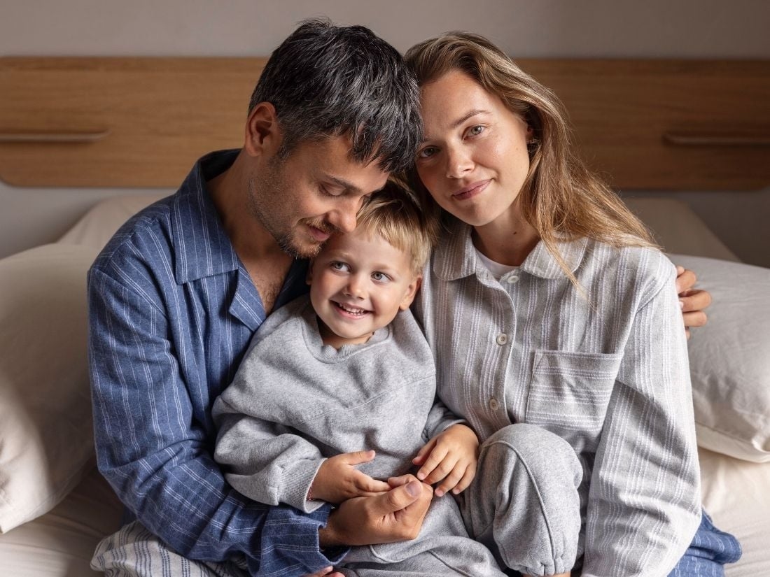 Nattøj sæt dame bomuldsflonel light grey/white stripe