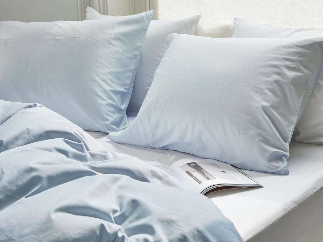 Pudebetræk bomuldssatin sky blue