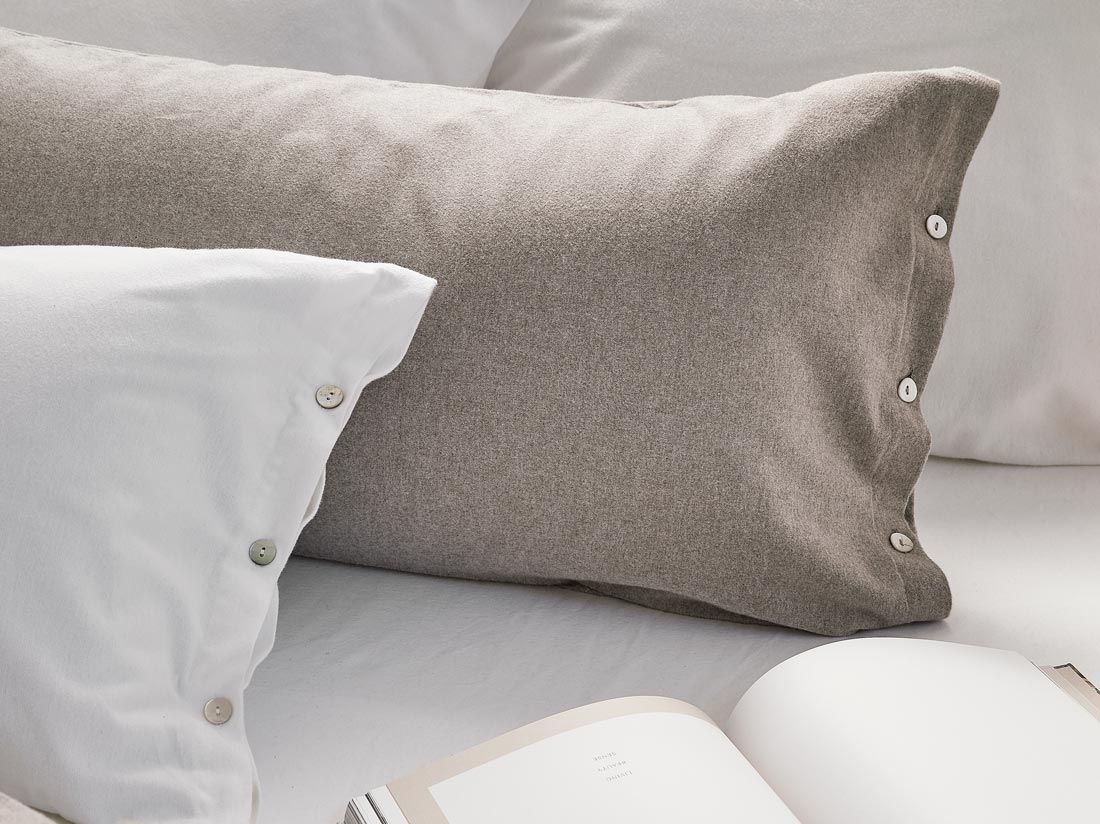 Pudebetræk bomuldsflonel stone brown