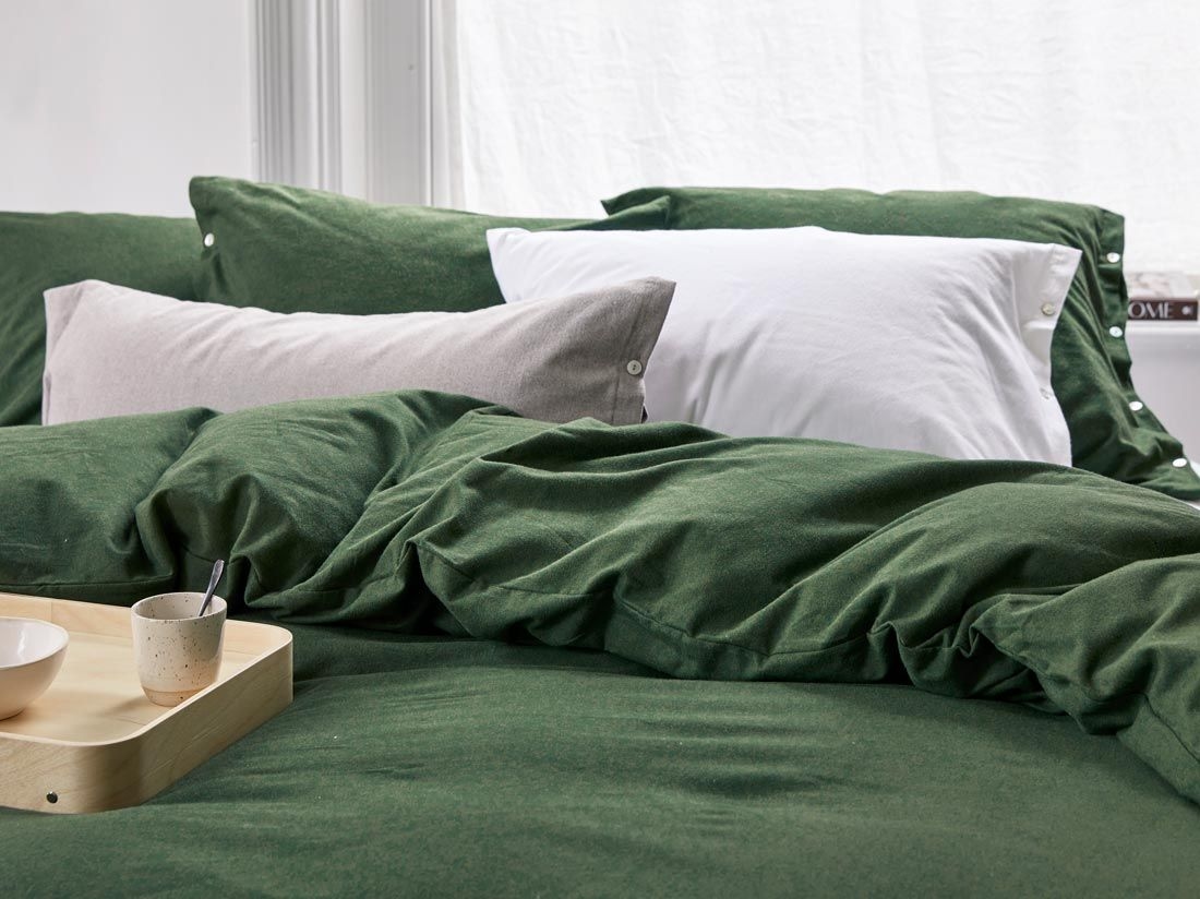Pudebetræk bomuldsflonel moss green