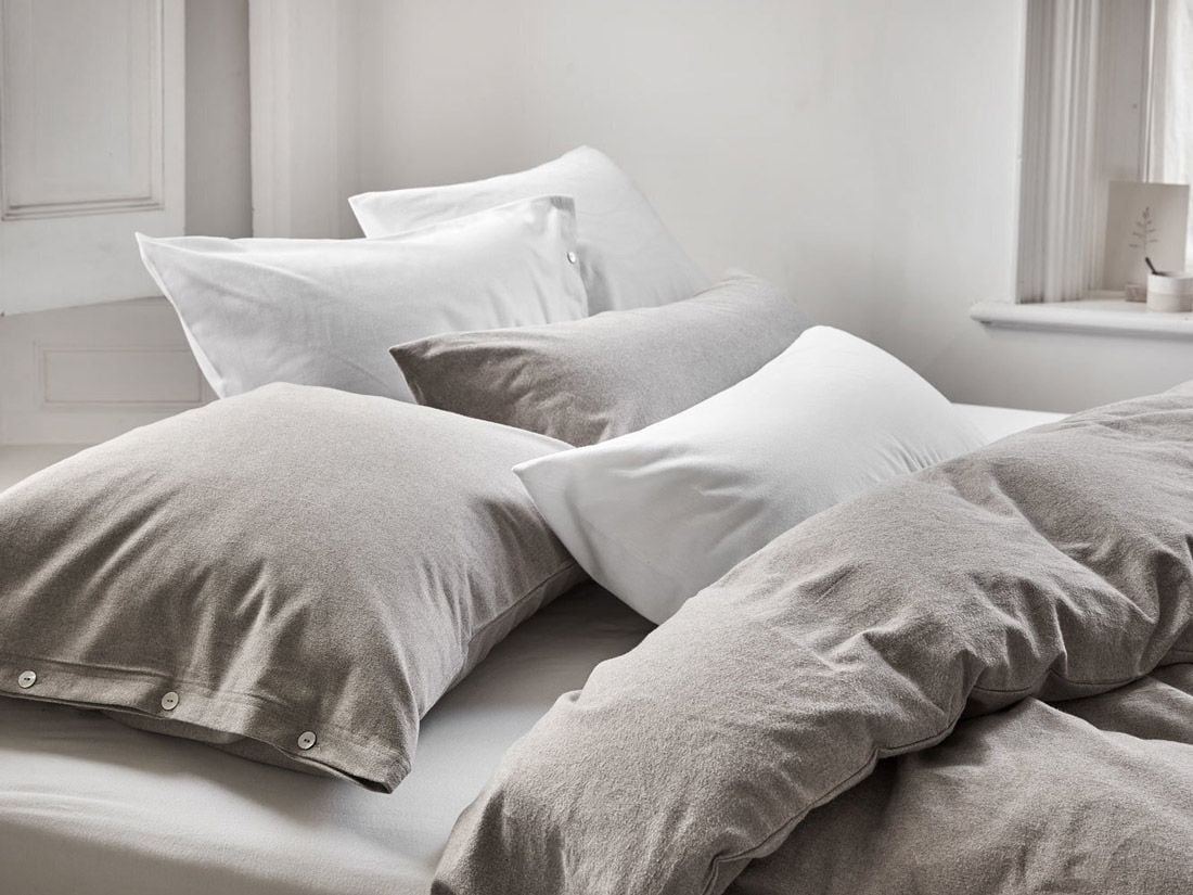 Sengesæt bomuldsflonel stone brown