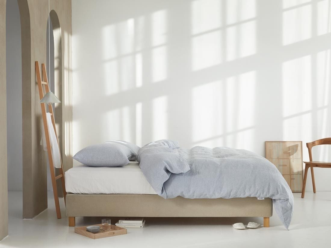 Sengesæt vasket hør blue chambray