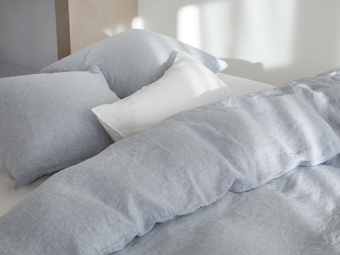 Pudebetræk vasket hør blue chambray
