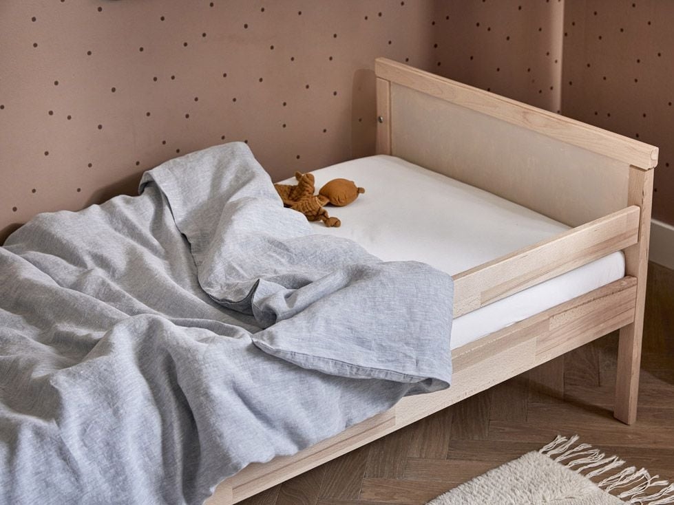 Juniordynebetræk vasket hør blue chambray