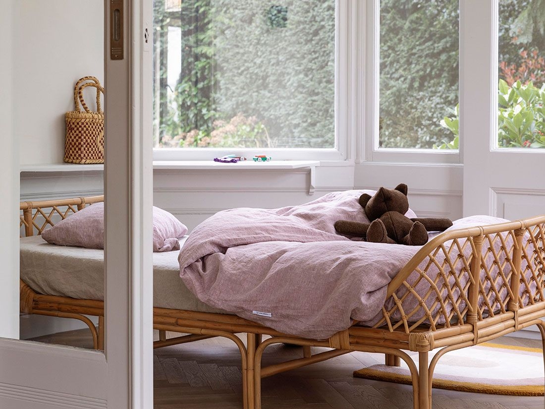 Juniordynebetræk vasket hør rose chambray