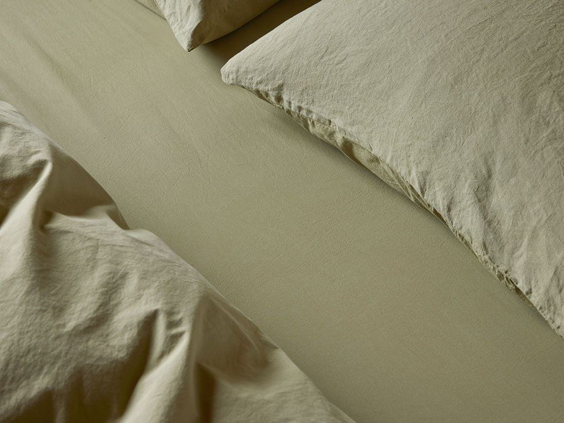 Faconlagen percale botanic green