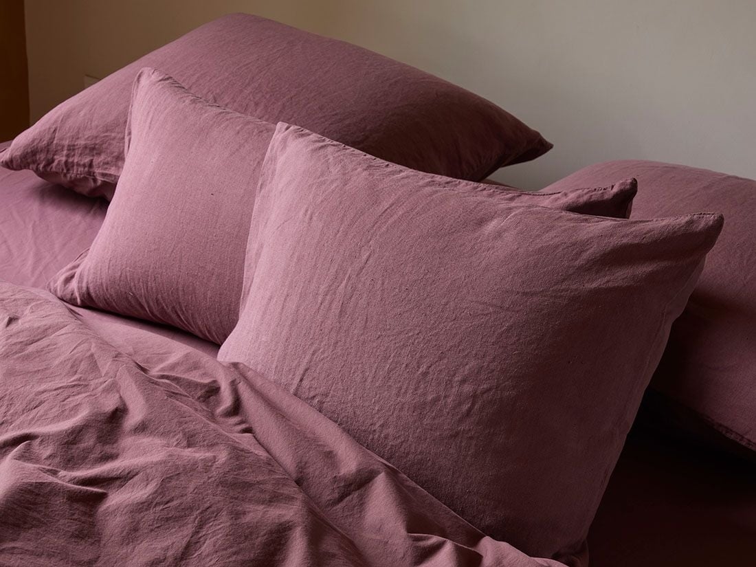Pudebetræk hamp/bomuld deep raspberry