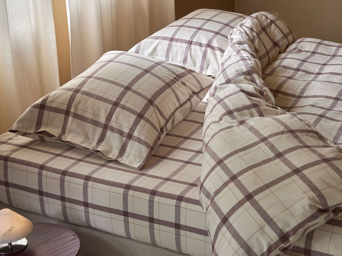 Faconlagen bomuldsflonel mauve check