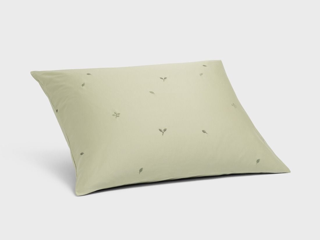 Pudebetræk bomuldssatin light olive botanical