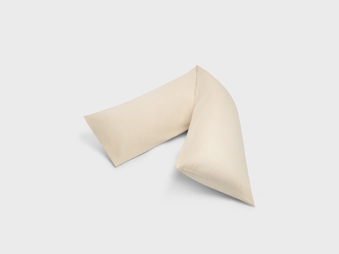 Pudebetræk lang multipude bomuldssatin almond milk 37x160