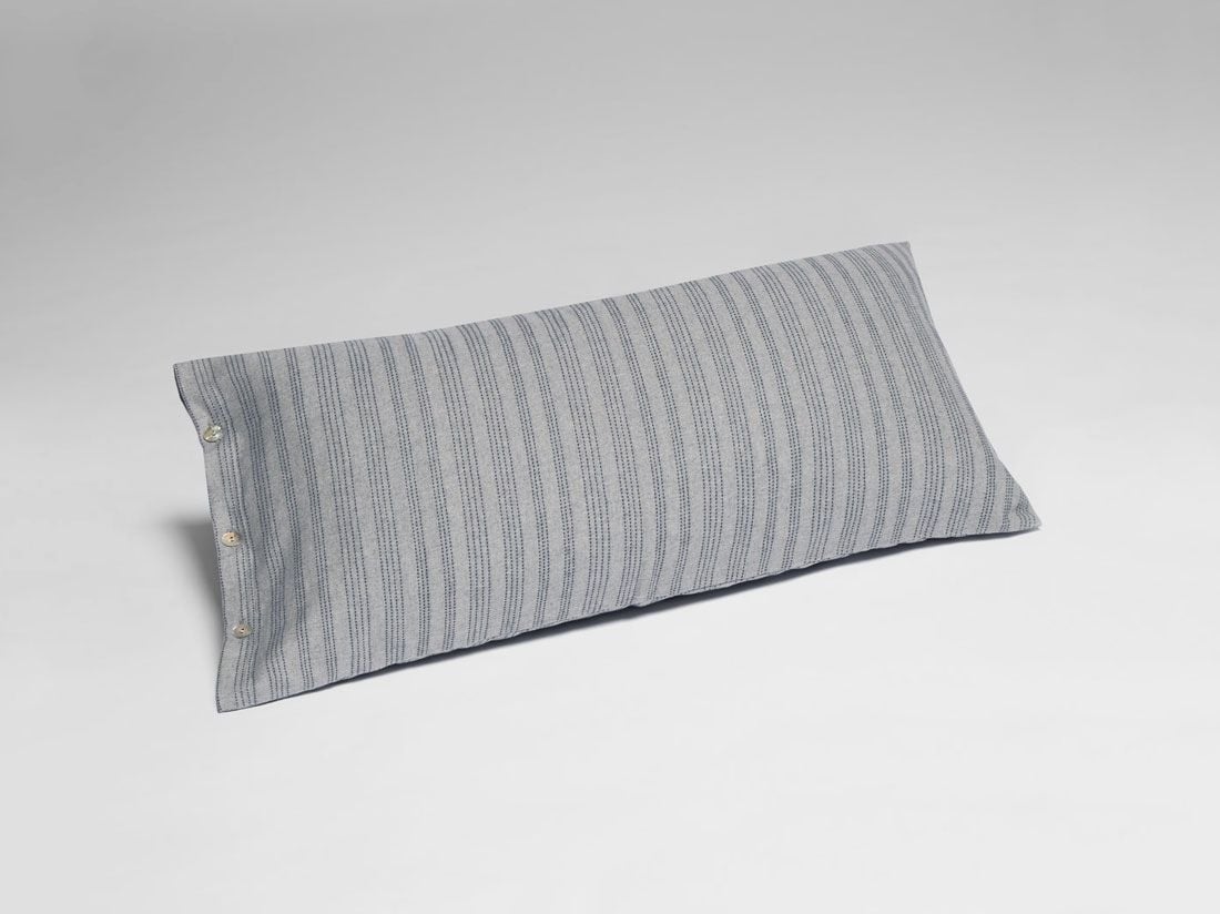 Pudebetræk bomuldsflonel grey/blue stripe