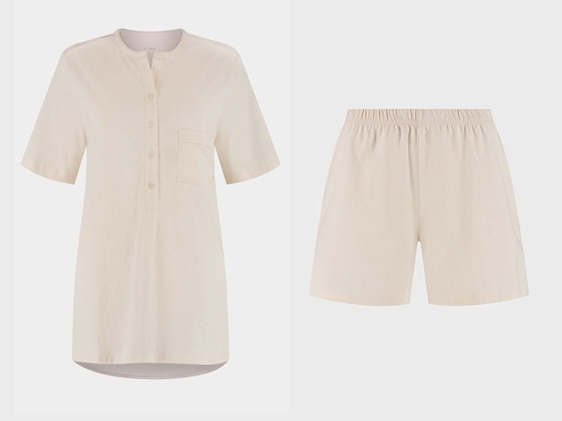 Nattøj sæt dame kort jersey sunrise white