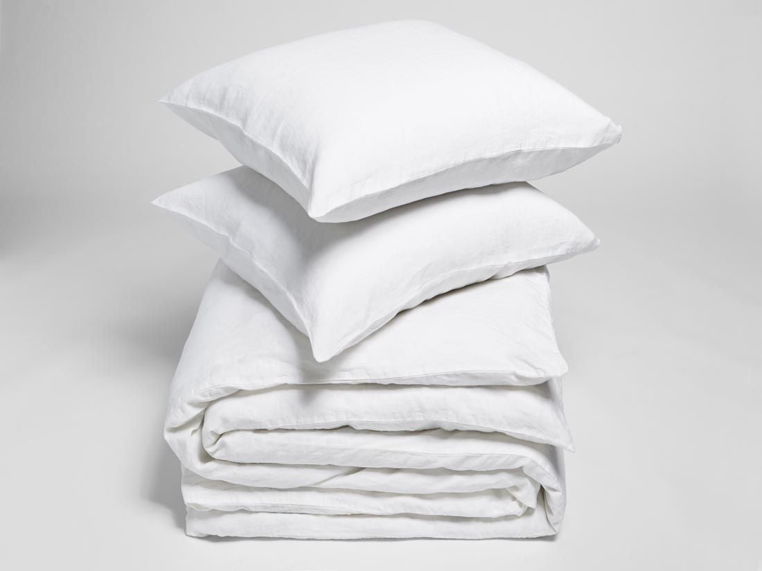 Sengesæt vasket hør pure white