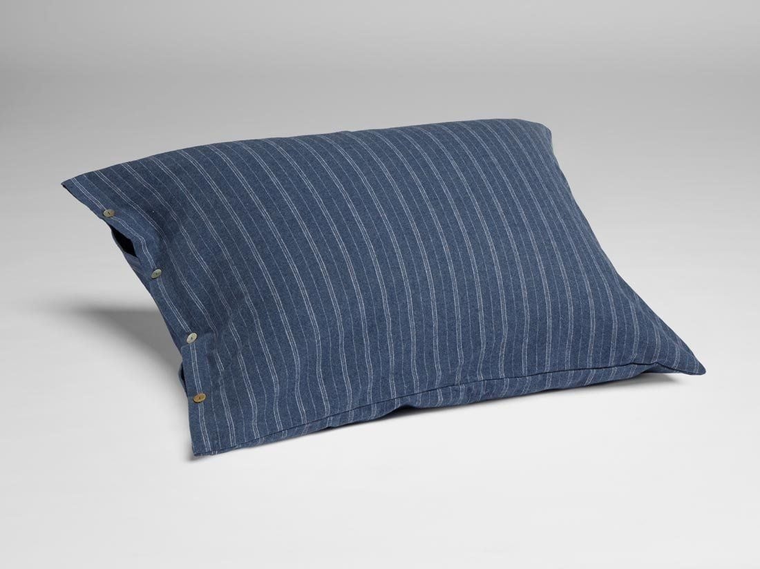 Pudebetræk bomuldsflonel denim blue stripe