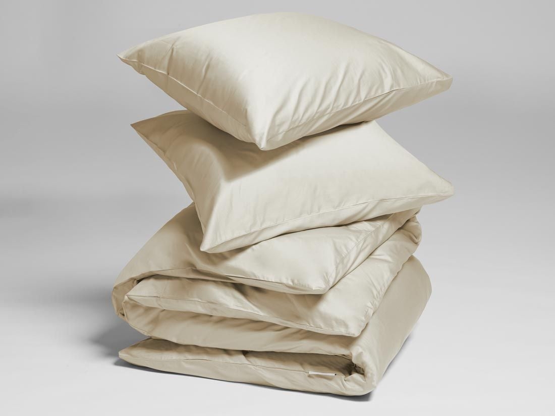 Sengesæt bomuldssatin sandy grey